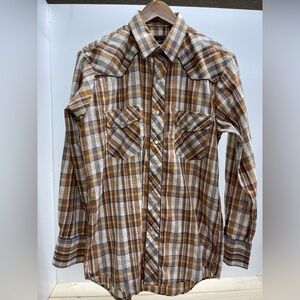 Roper Tan and White Plaid Men's Western Shirt